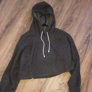 Brown crop fuzzy sweater